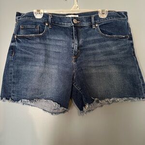 LOFT Blue Jean Shorts with Distressed Detailing